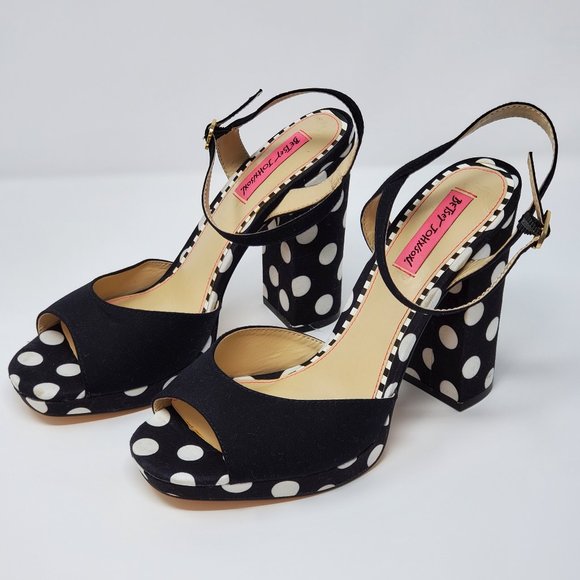 polka dot block heels